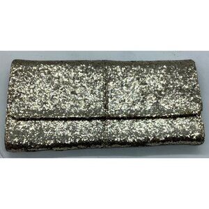 Thirty-One Gifts City Lights Clutch Gold Glimmer Polka Dot Interior 9"x4.5" Fold